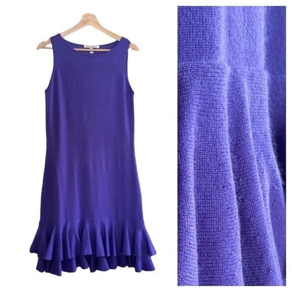 Autumn Cashmere Dresses & Skirts - Autumn Cashmere Purple Flounced Ruffle Hem Sleeveless Cashmere Dress Medium